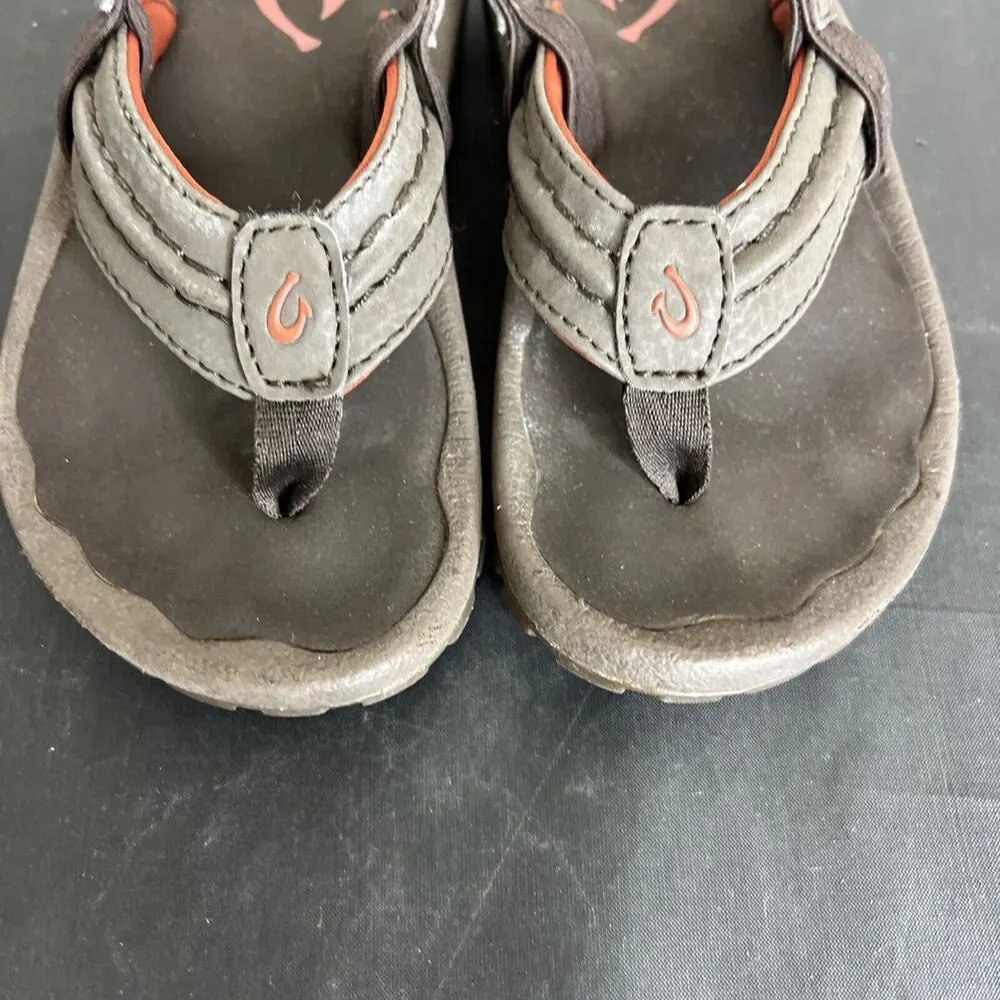 Olukai Hokua Toddler 9/10 Flip Flop Sandals Brown Heel Strap Sandals Boys Chrty